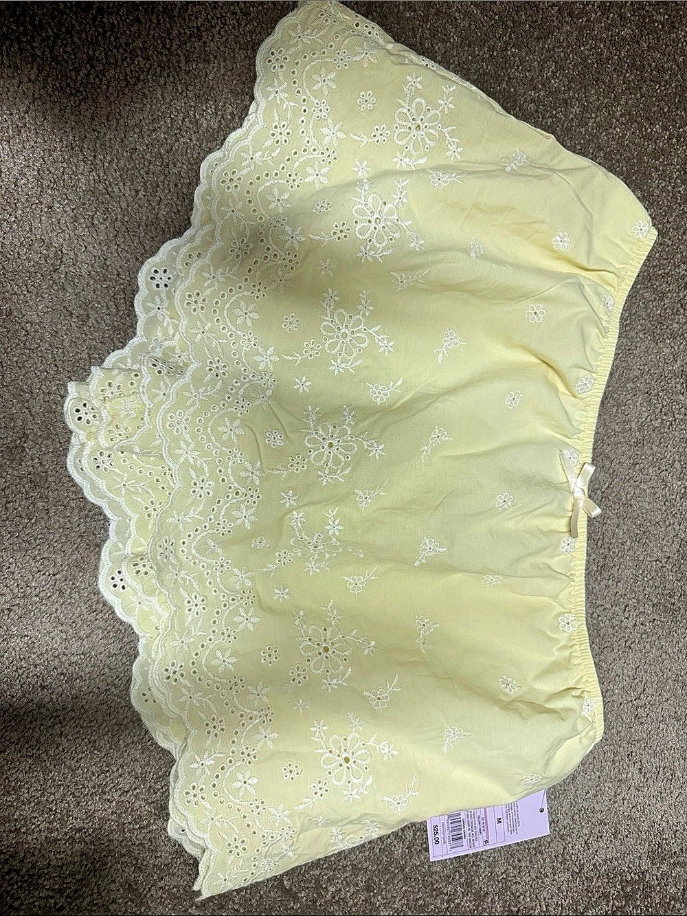 Wild Fable Eyelet Trim Mini Skirt Floral Yellow Medium NWT